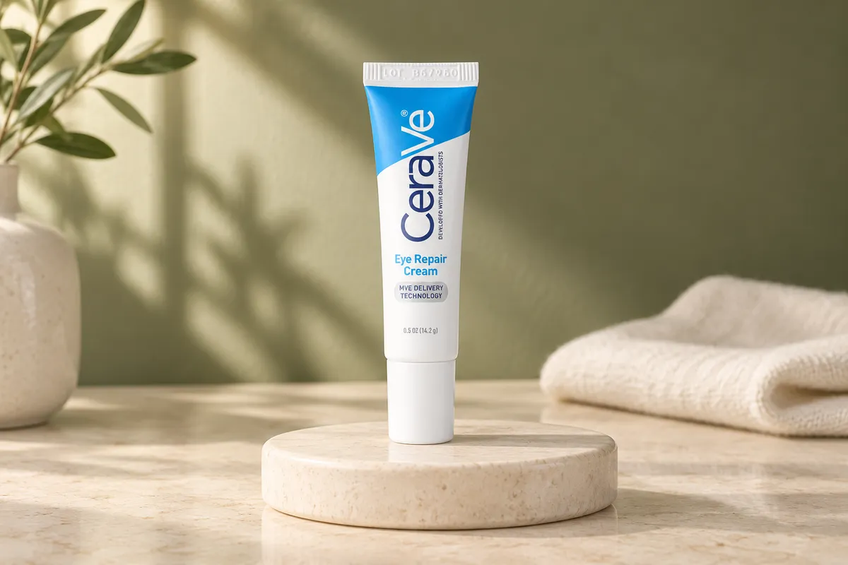 AI-generated product scene representing CeraVe Eye Repair Cream packaging