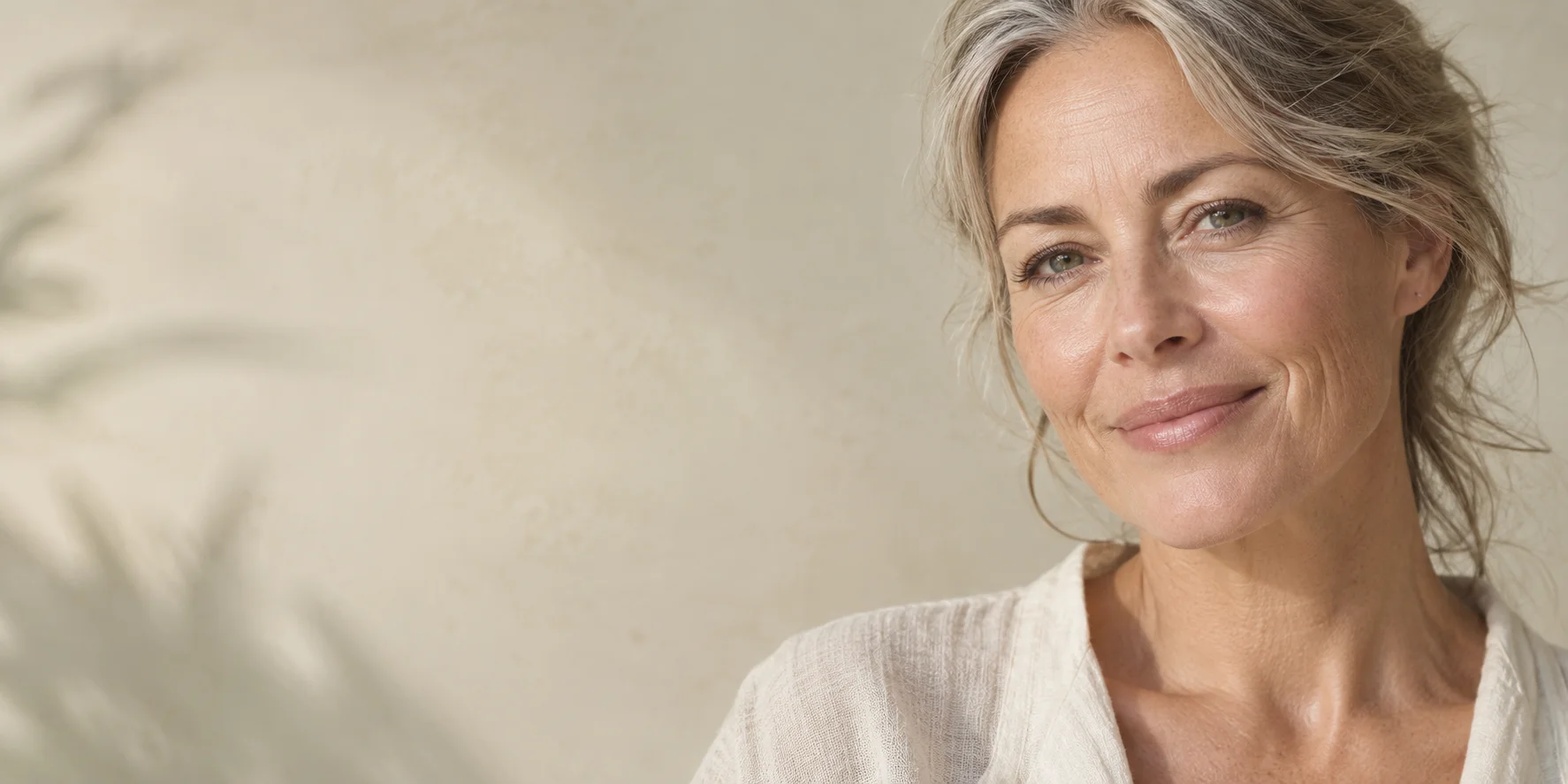 Original generated editorial portrait of a mature adult in warm natural light